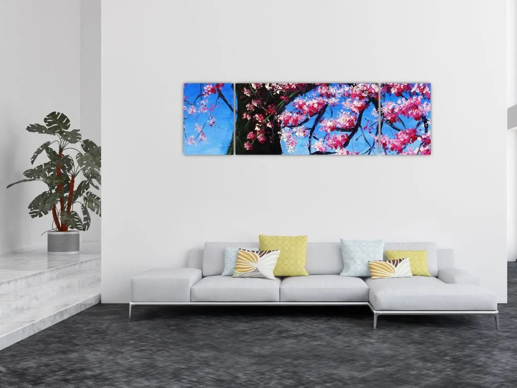 Obraz malowanego kwiatu wiśni (170x50 cm)
