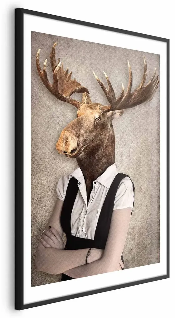 Plakat Łebski łoś 21x30 cm z ramą czarną z marginesem ARTGEIST B