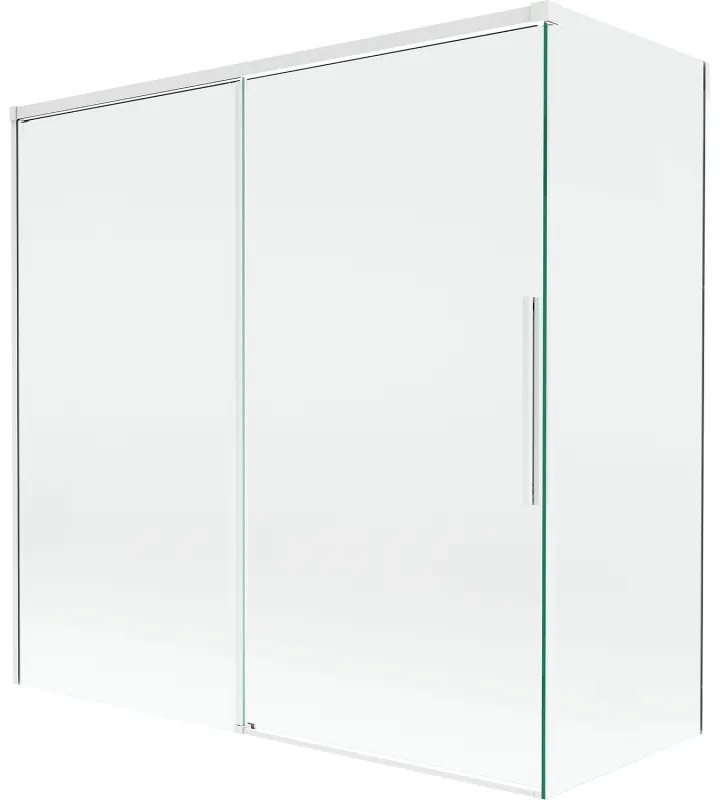 Mexen Rox parawan nawannowy 2-skrzydłowy rozsuwany 160 + 75 x 150 cm, transparent, biały - 8C9-160-075-20-00