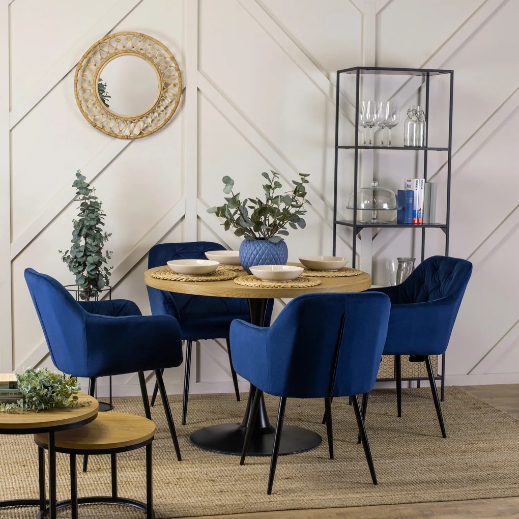 Krzesło Tapicerowane do Salonu VIKI Granatowe Welurowe Nowoczesne Loft