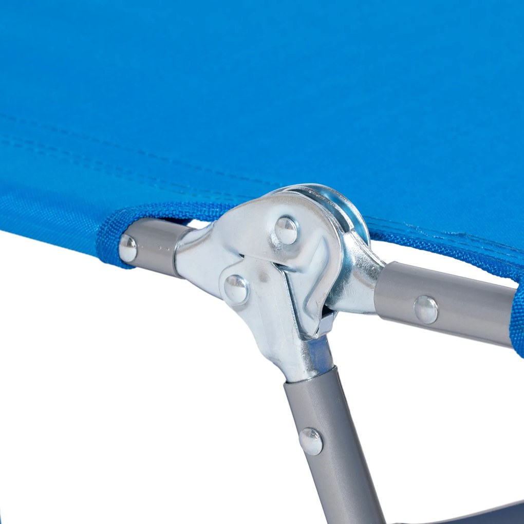 Outsunny Leżak Ogrodowy z Wyściełanym Otworem na Twarz, Leżak do Masażu na Zewnątrz z Boczną Kieszenią, Tkanina, Metal, Niebieski