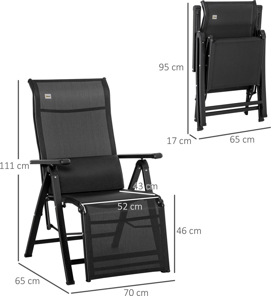 Outsunny leżak ogrodowy skladany 70cm regulowany przesylny - Aosom PL