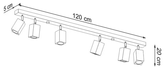 Drewniany plafon z 6 reflektorami - S483-Kerbi