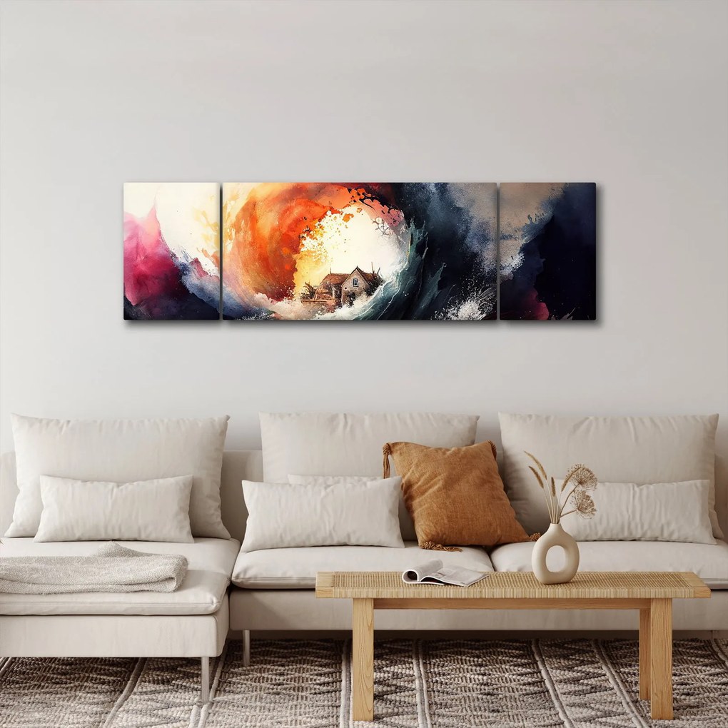 Obraz - W wirze powodzi, akwarela (170x50 cm)