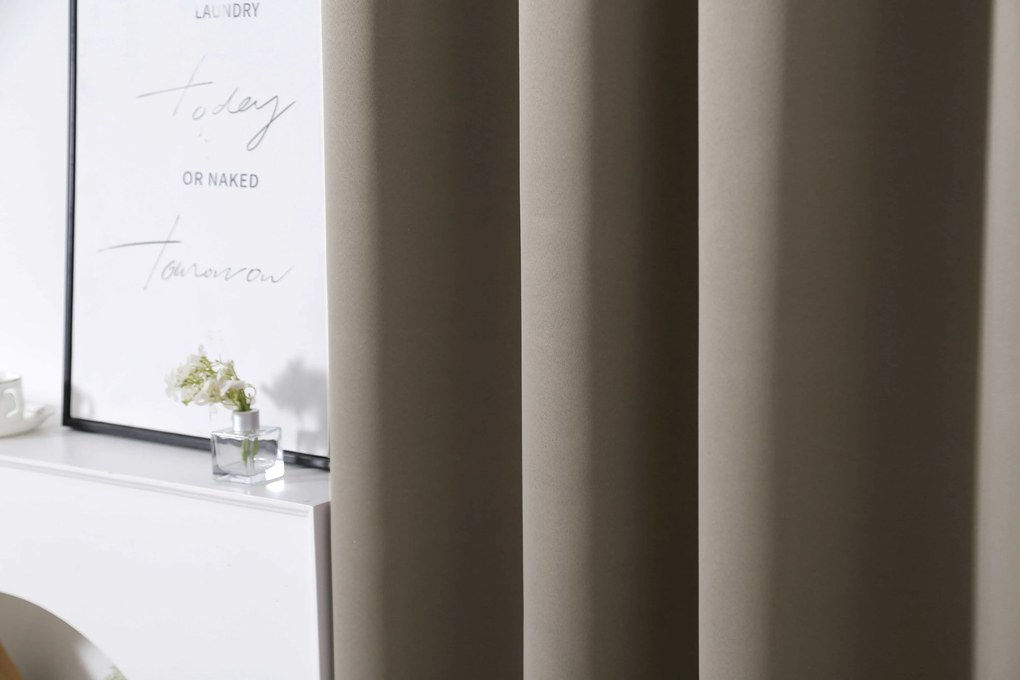 Jasnobrązowa zasłona OXFORD 140x250 cm Zawieszanie: Taśma z wiązaniami