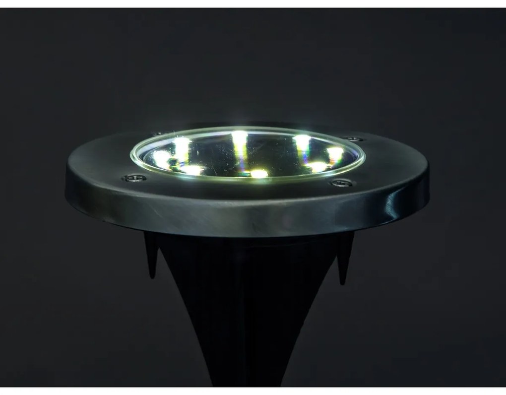 Happy Green Solar lampa wpuszczana LED srebrna, 12 cm