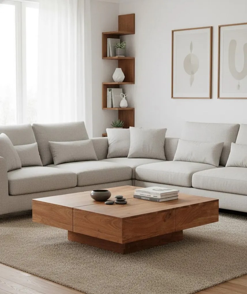 Stolik kawowy lite drewno akacjowe L2-G81