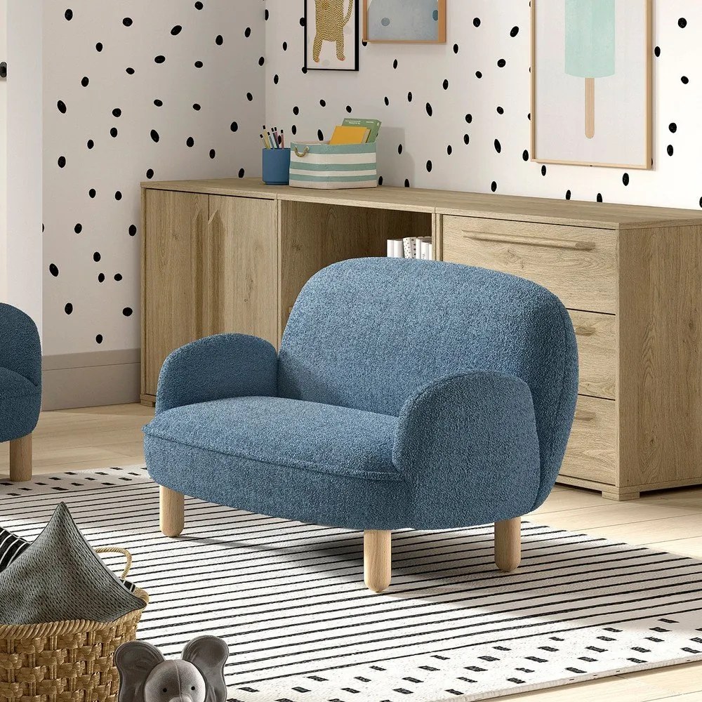 Beżowa sofa dla dzieci z materiału bouclé 89 cm Rocky – Vipack