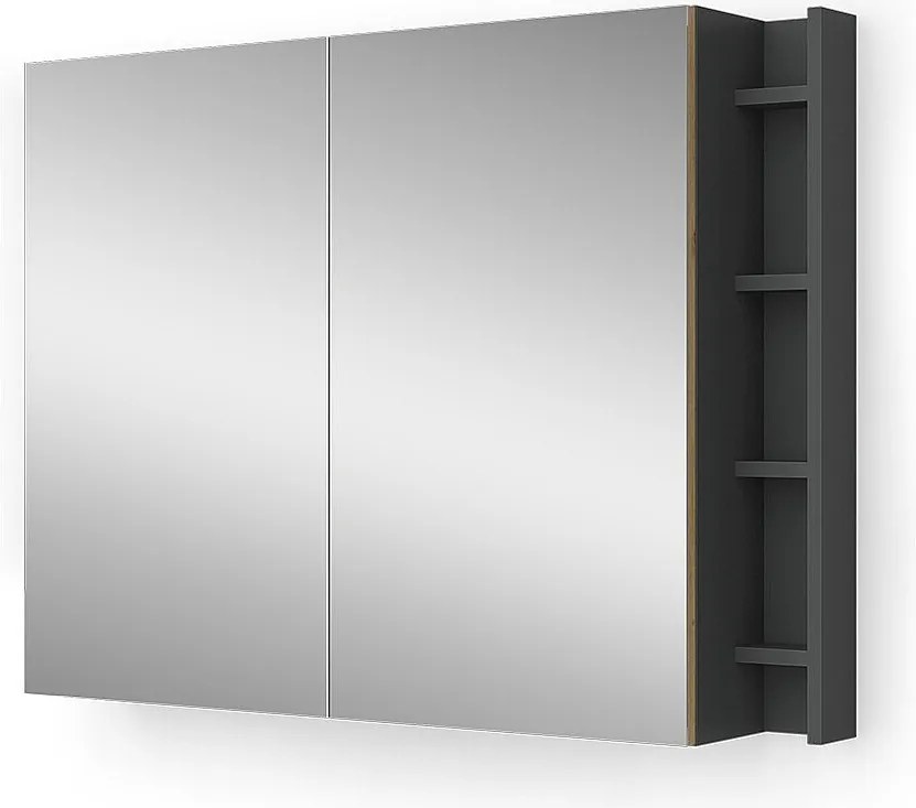 Szafka z lustrem w łazience antracyt/artisan 100x18x75 edelin