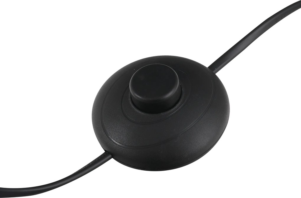 Zestaw 3 lamp HOMCOM: 2 lampy stołowe (ø38 x 158H cm) + 1 lampa stojąca (ø30 x 62H cm), metal, PS, poliester, bawełna, styl vintage, czarny+biały