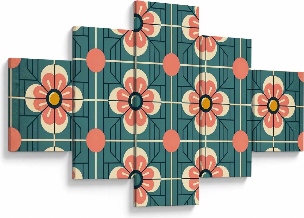 Obraz - Retro wzór z kwiatami (125x70 cm)