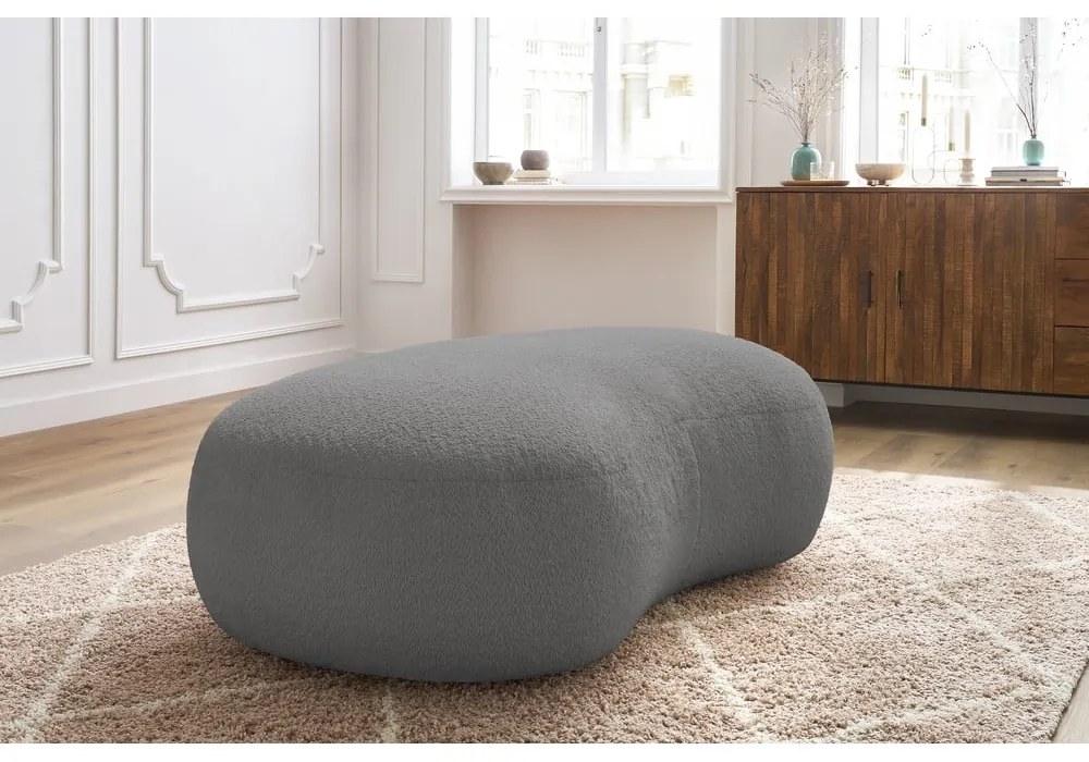 Jasnoszary podnóżek z materiału bouclé Saint-Germain – Bobochic Paris