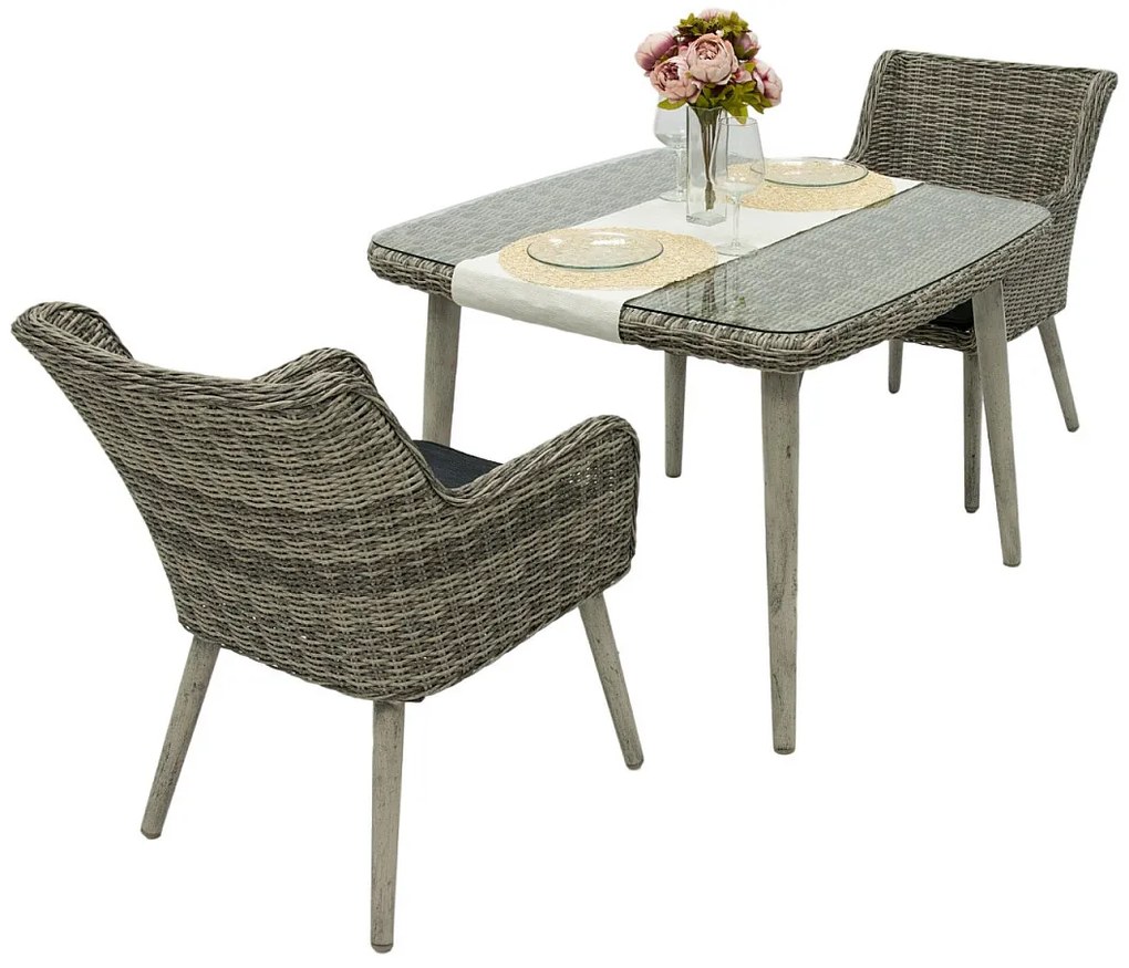 Zestaw rattanowy ogrodowy VICTORIA MINI 1+2 (szary)