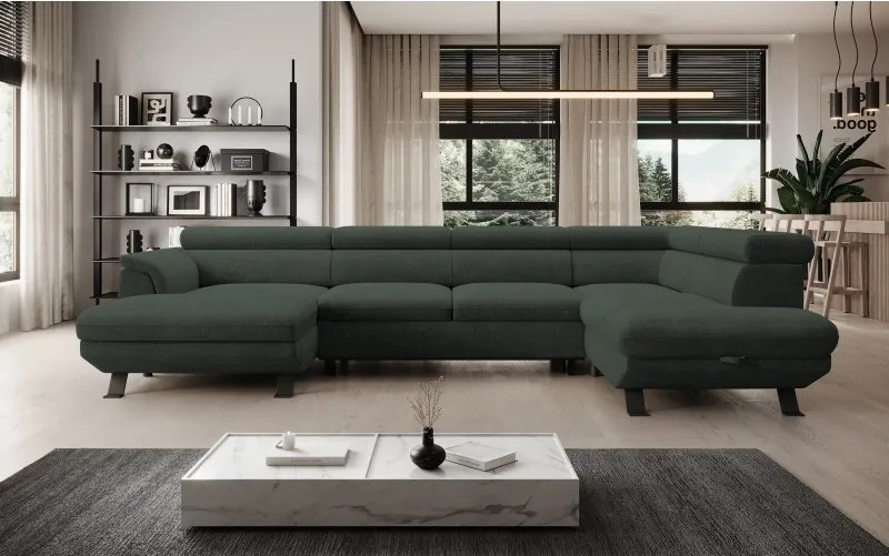 Narożnik RAVEN XL wolnostojący z funkcją spania tkanina Artico 37437 Leśny WERSAL