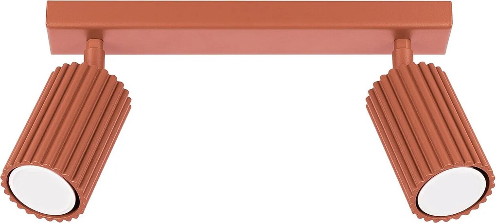 Lampa Sufitowa Minimalistyczny Karbon, Aluminium - 2 Źródło - L.30 X H.16.5 Cm - Ochra Czerwona