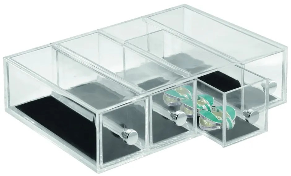 Przezroczysty organizer z 4 szufladami iDesign Clarity, wys. 25,5 cm