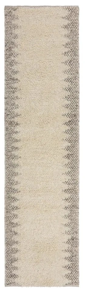 Kremowy chodnik z mieszanki wełny tkany ręcznie 60x230 cm Minerals Border – Flair Rugs