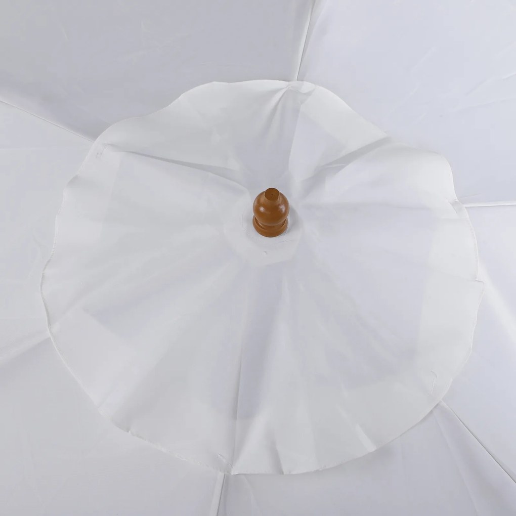 Outsunny Parasol Ogrodowy Zewnętrzny 3-stopniowy Bambus i Poliester 180 ㎡ Kremowy Ochrona UV Ø25x23m | Aosom PL