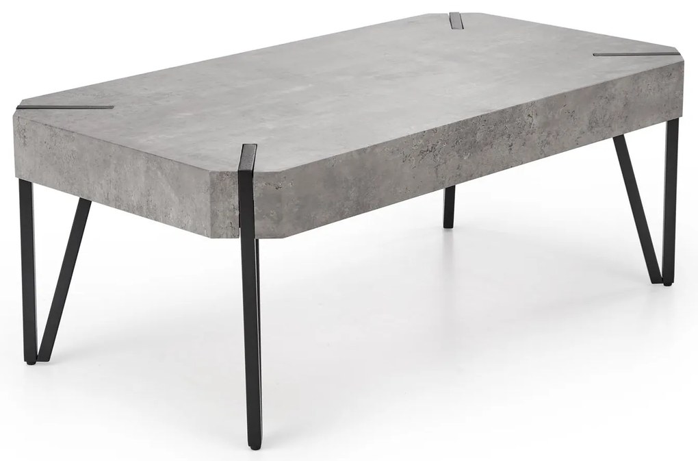 Ława prostokątna MDF beton/czarny 110/60/42 cm EMILY