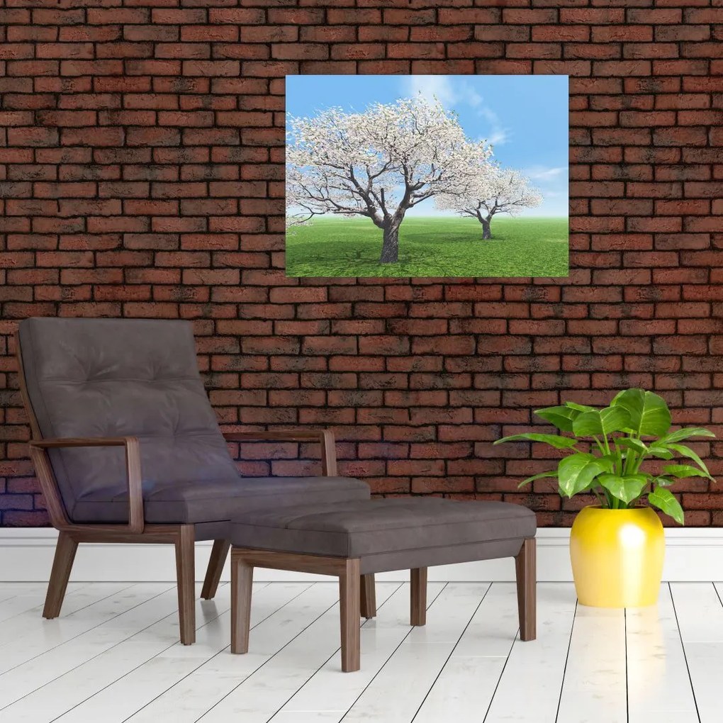 Obraz na szkle - drzewa (70x50 cm)