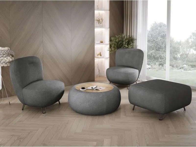 Fotel LUIS skandynawski wolnostojący na metalowych nogach w tkaninie ANTHOLOGY 18