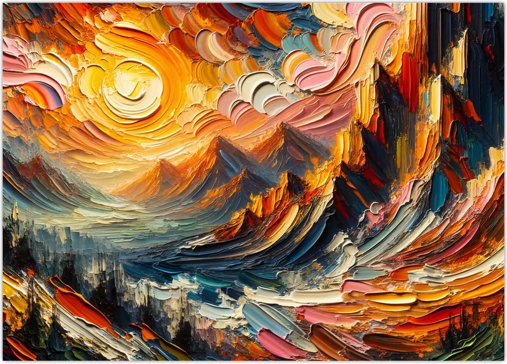 Obraz - Góry oświetlone słońcem (70x50 cm)