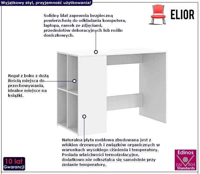 Białe biurko z regałem D9-G88