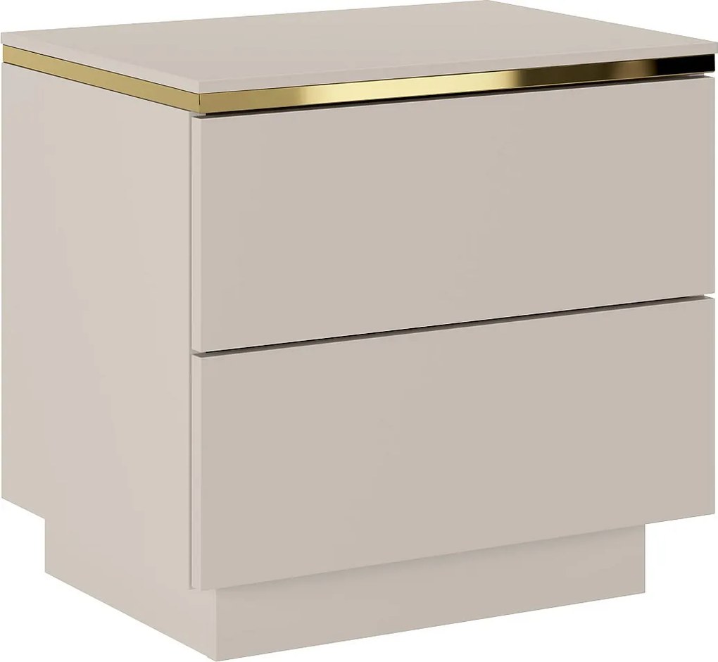 Zestaw 2 szafek nocnych z 2 szufladami - Beżowo-złote - VUKIA