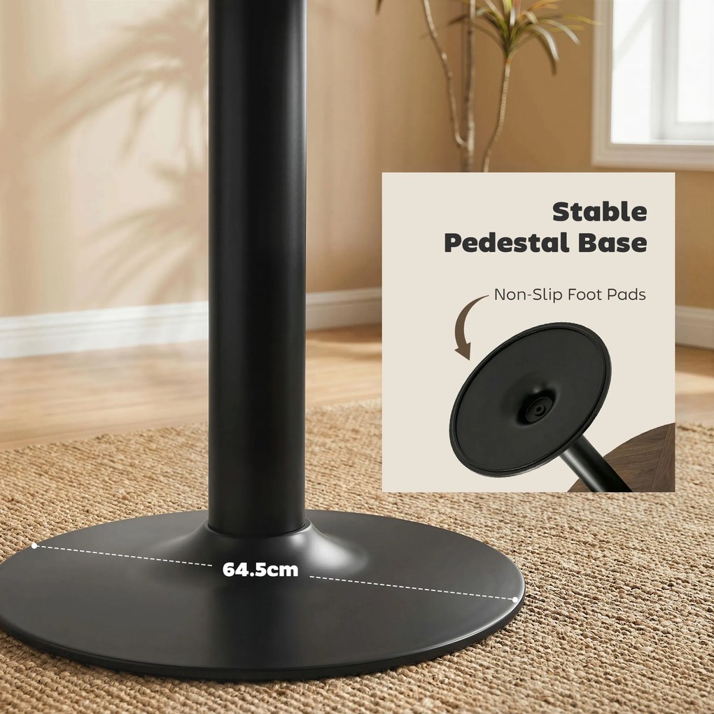 HOMCOM Okrągły stół dla 6 osób, 110 cm Nowoczesny stół kuchenny z podstawą do salonu, Brązowe usłojenie drewna | Aosom PL