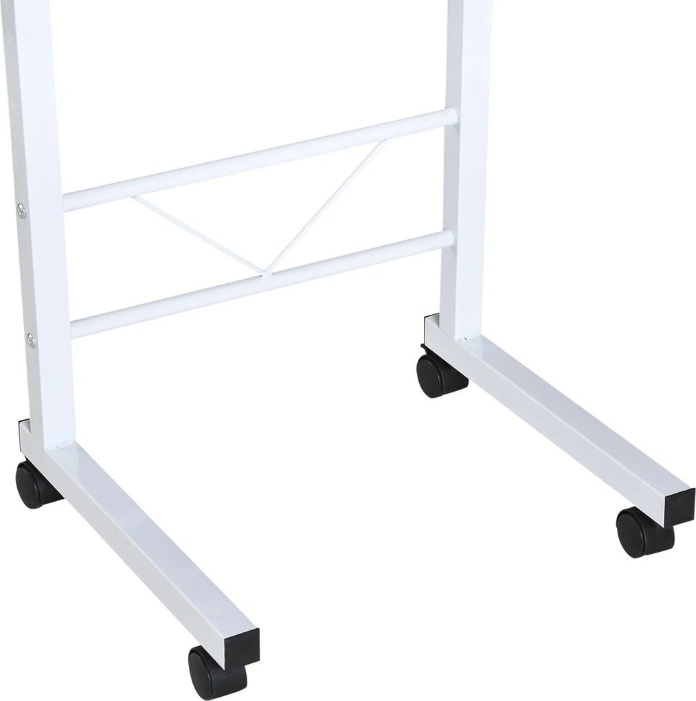 HOMCOM Stolik w kształcie litery „C”, kolor: biały, naturalny, 60 cm x 40 cm x 78 cm