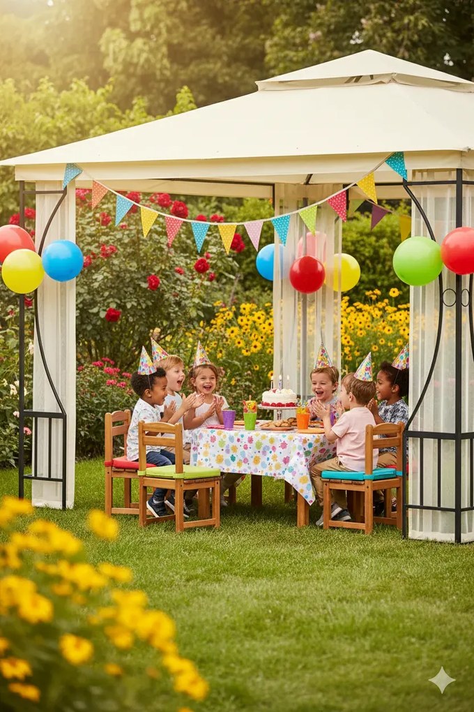 Kremowa altana do ogrodu T8-R33