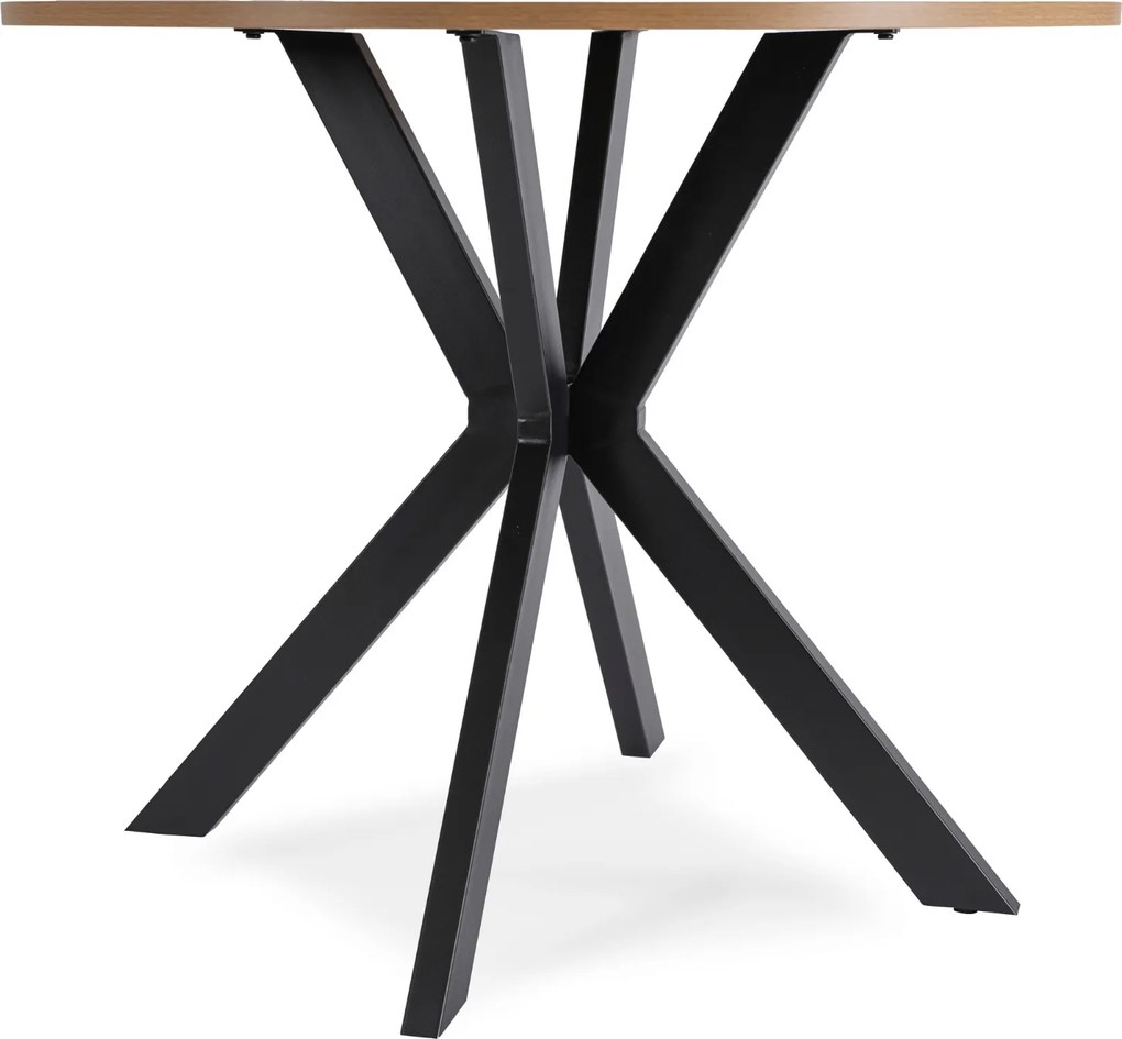 Stół Okrągły LAUREN 80 cm Dąb Złoty/Czarny Loft Nowoczesny