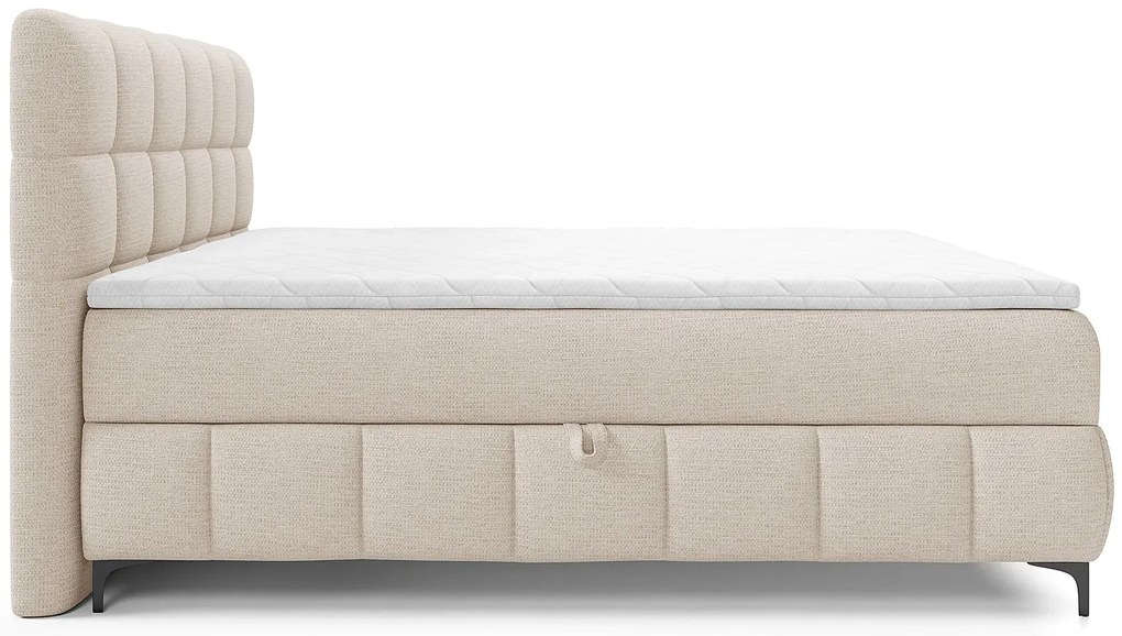 Beżowe tapicerowane łóżko kontynentalne 5 rozmiarów B3-D58