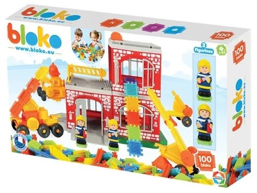 Mochtoys klocki jeżyki pin bricks straż pożarna w kartonie 100 el. + 2 figurki