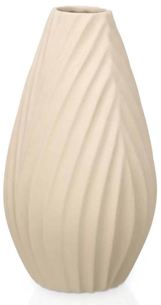 Ceramiczny wazon DIAGONAL STRIPE, beżowy