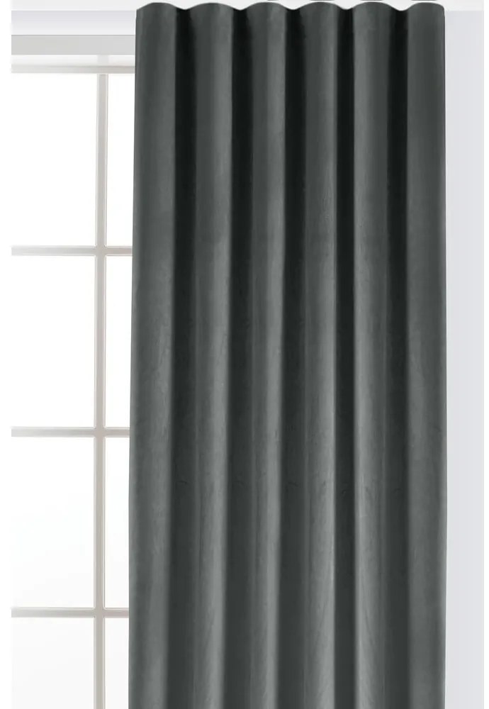 Ciemnoszara aksamitna zasłona częściowo zaciemniająca (dimout) 140x300 cm Velto – Filumi