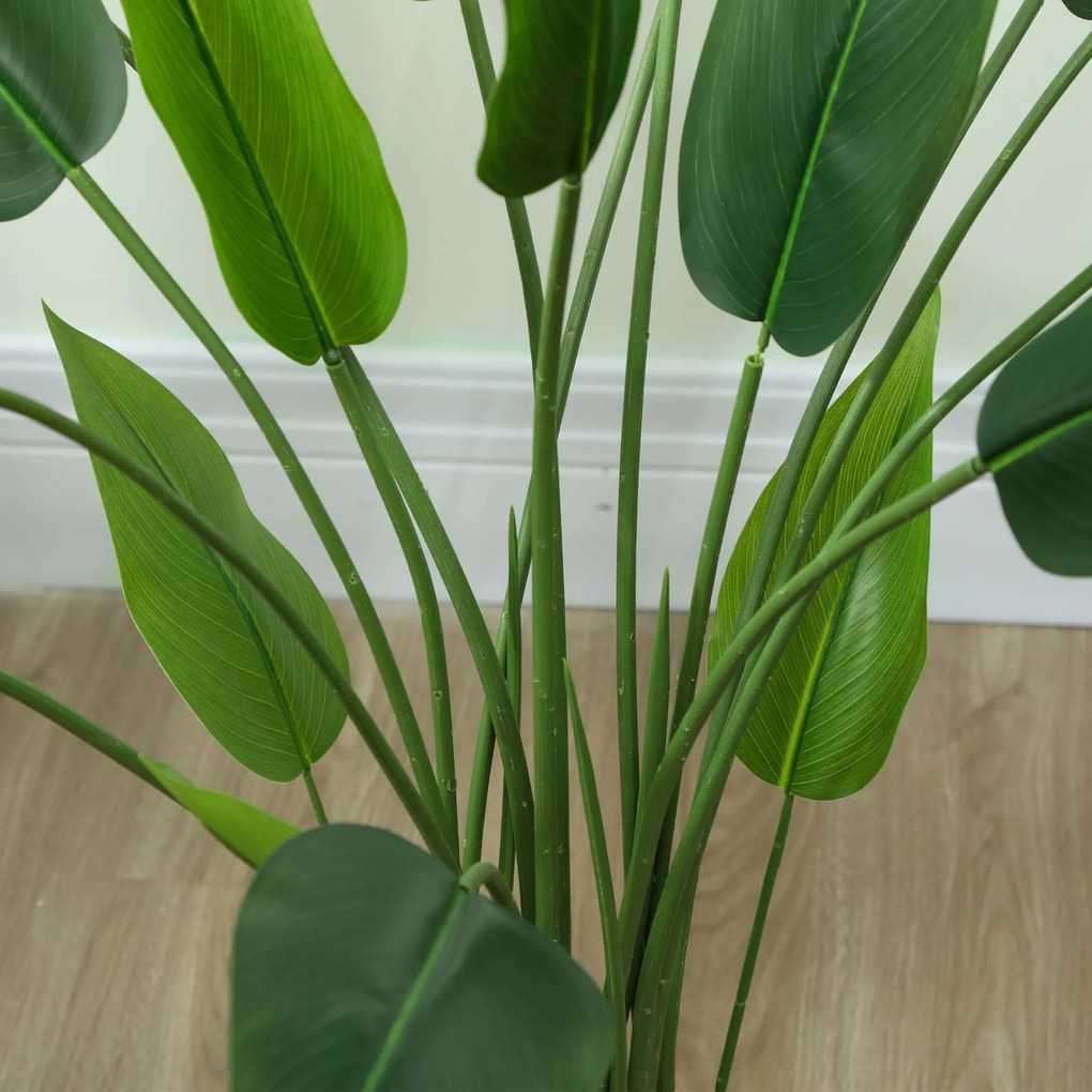 HOMCOM Sztuczna Roślina w Cementowej Doniczce, 18 Listków, Plastik, Zielony