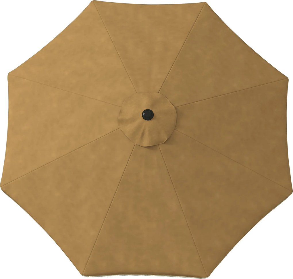 Outsunny Parasol z Ozdobnymi Frędzlami, Ø265 cm, Nachylany, Dwuczęściowy Metalowy Maszt, Wentylacja, Khaki/Czarny