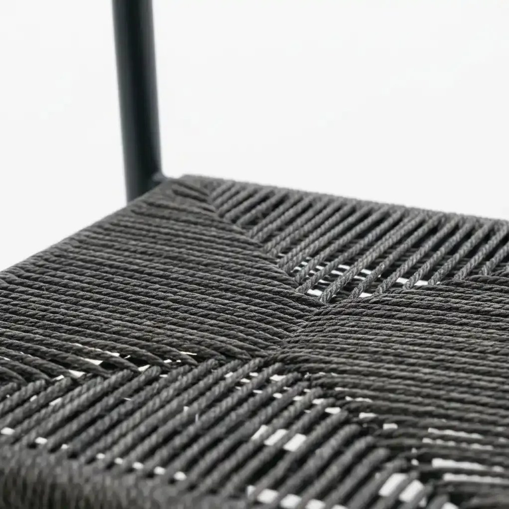 Krzesło Ogrodowe Antracyt 56x60x78 cm Plecione Ręcznie Sznurki Nowoczesne