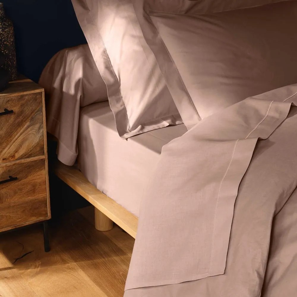 Różowe bawełniane prześcieradło 180x290 cm Lina – douceur d'intérieur