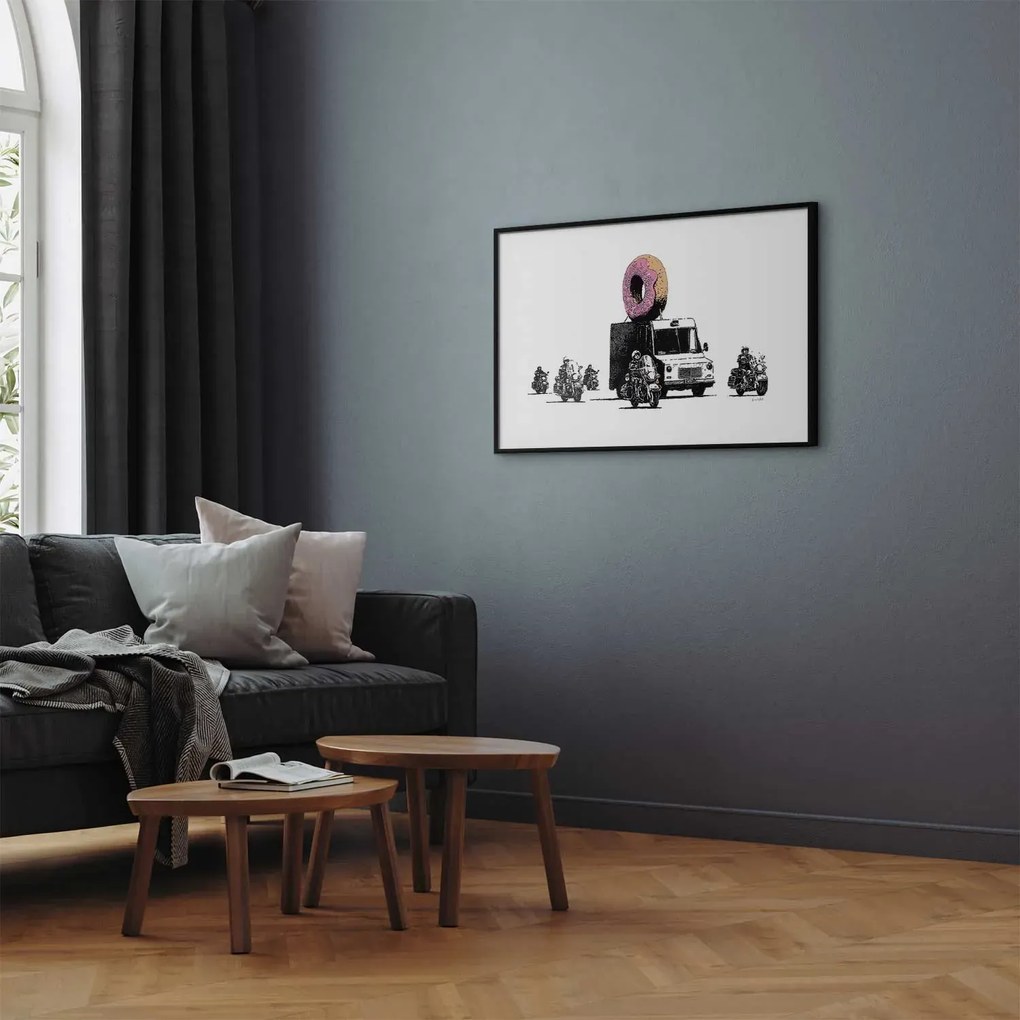 Plakat Pączkowa policja 90x60 cm z ramą czarną z marginesem ARTGEIST B