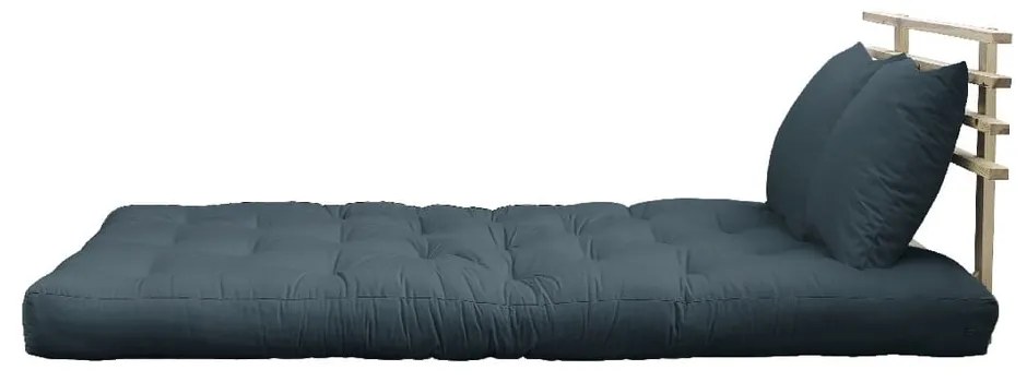 Sofa rozkładana z niebieskim obiciem Karup Design Shin Sano Natural/Petrol Blue