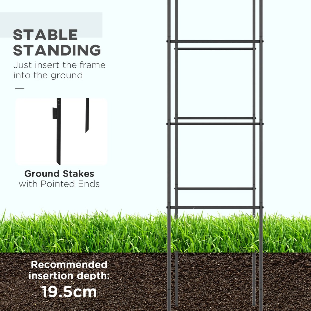 Outsunny Łuk Ogrodowy, Łuk Różany, Łuk Pnący, Krata na Róże Metalowa, czarny, 1,40 x 0,40 x 2,40 m