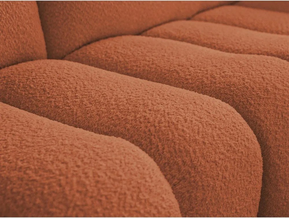 Pomarańczowy narożnik z materiału bouclé (prawostronny/z szezlongiem) Azra – Bobochic Paris