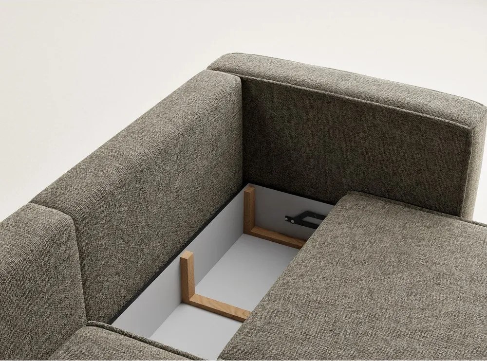 Brązowy rozkładany/ze schowkiem narożnik z tkaniny szenilowej (lewostronny/z szezlongiem) Velto – Maison de Rêve