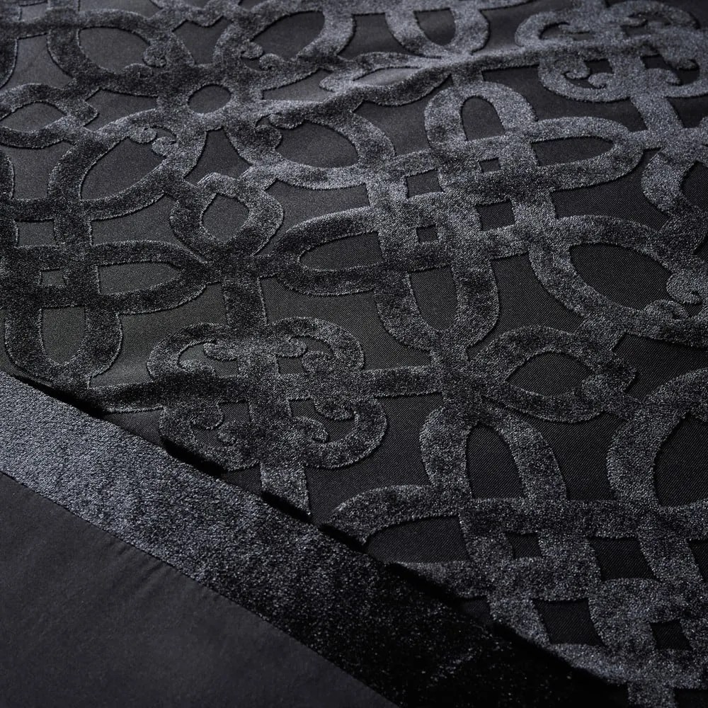Czarna aksamitna pościel dwuosobowa 230x220 cm Lattice Cut – Catherine Lansfield