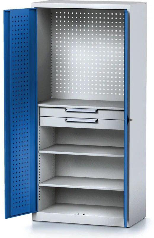 Szafa warsztatowa MECHANIC, 1950 x 920 x 500 mm, 2 szuflady, 3 półki, niebieskie drzwi