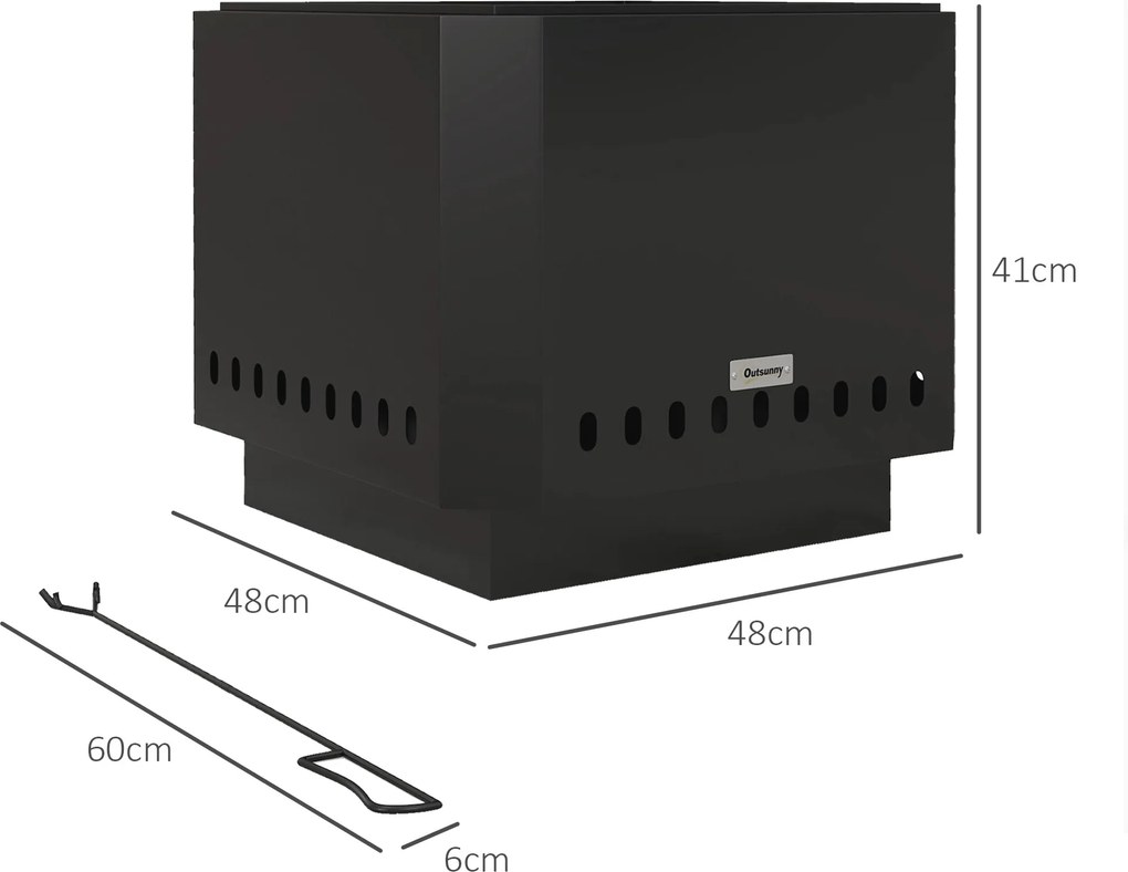 Outsunny Palenisko ogrodowe Feuerstelle, z hakiem, 48 x 48 x 41 cm, Czarny