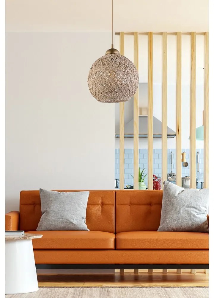 Lampa wisząca w beżowo-złotym kolorze z kloszem z juty ø 24 cm – Opviq lights