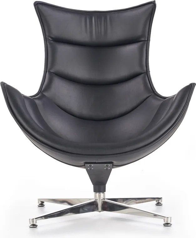 Czarny fotel wypoczynkowy ze skóry Luxor